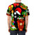 Festive Christmas pattern t-shirt with Santa, snowflakes, and other holiday designs - men back