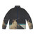 Vintage puffer jacket against a surreal, cosmic backdrop
