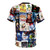 A collage of popular Christmas movie characters and scenes on a t-shirt. - Back