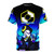 Retro gaming inspired t-shirt featuring Rebeltaxi's pan pizza design with neon, dark, and tron-style elements.