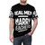 Man wearing a stylish AOP t-shirt with the text "Marry a Teacher" - men front