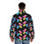 Puffer jacket featuring colorful watercolor balloon dog graphic - men back