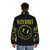 Watchmen-inspired puffer jacket featuring the iconic smiley face logo - men back
