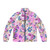 Girly roses puffer jacket in pink and purple pattern