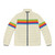 Retro colorful puffer jacket with an Apple rainbow design