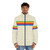 Retro colorful puffer jacket with an Apple rainbow design - men front