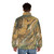 Puffer jacket featuring wandering azhdarchid pterosaurs, extinct flying reptiles from the prehistoric era - men back