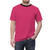 Model wearing a raspberry sorbet colored t-shirt with a pink aesthetic design - men front