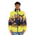 Family Ties 80s Throwback Puffer Jacket with Alex P. Keaton and Michael J. Fox Tribute - men front