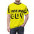 Absurd yellow and black t-shirt with quirky "Pee Pee Boy" typography - men front