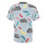 Vibrant t-shirt featuring a whimsical rainy day pattern with umbrellas, clouds, and lightning bolts, perfect for children. - Back