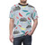 Vibrant t-shirt featuring a whimsical rainy day pattern with umbrellas, clouds, and lightning bolts, perfect for children. - men front