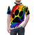 Vibrant rainbow paint splatter design on a high-quality t-shirt - men front