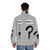 A black puffer jacket with a "Wait What?" text design, referencing a popular internet meme. - men back
