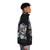 Rebirth Puffer Jacket featuring digital art with a skull, butterfly, and occult elements - men side right