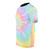 Colorful rainbow tie dye design printed on a high-quality t-shirt - men left