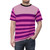 Cheshire Cat-inspired striped t-shirt with a horizontal purple and pink pattern - men front