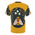 Vibrant gold and floral design t-shirt with buzzing bees, perfect for bee enthusiasts and nature lovers. - Back