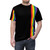Vibrant rainbow-colored abstract pattern printed on a unisex t-shirt, celebrating pride and LGBTQ+ identity. - men front