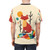 Colorful graphic design featuring a vibrant, whimsical rainbow fox in a forest setting - men back