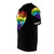 Vibrant rainbow-colored disco ball heart graphic on a t-shirt - men left