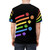 A colorful all-over-print t-shirt featuring a rainbow-hued dice set, perfect for fantasy roleplaying enthusiasts. - men back