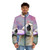 Frizzle Fried Cheese Ink Puffer Jacket with a unique psychedelic and gothic graphic design inspired by the band Primus - men front