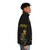 Frizzle Fried Cheese Ink Puffer Jacket with a unique psychedelic and gothic graphic design inspired by the band Primus - men side right