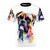Colorful watercolor painting of a boxer dog's face on a t-shirt