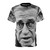 A t-shirt featuring the iconic image of French philosopher Jean Paul Sartre with crossed eyes, inspired by his existentialist writings.