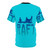 Raft t-shirt featuring a deserted island, shark, and ocean scene for adventure-loving gamers - Back