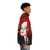 Red puffer jacket with queen of hearts design, inspired by the Alice in Wonderland movie - men side right