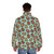 Pysanky Puffer Jacket featuring a colorful Ukrainian-inspired painted egg pattern - men back