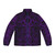 Elegant damask pattern puffer jacket in purple and black