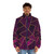 Vibrant purple and gold lines puffer jacket with abstract geometric pattern - men front