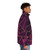 Vibrant purple and gold lines puffer jacket with abstract geometric pattern - men side right