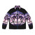 Purple puffer jacket with glittery confetti design