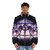Purple Sky D20 Puffer Jacket featuring a dragon design for tabletop RPG fans - men front