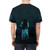 Spooky rings-inspired t-shirt featuring a dark blue design with a haunting theme - men back