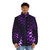 A vibrant purple puffer jacket with a stunning dragon scales pattern, perfect for fantasy and android-themed outfits. - men front