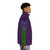 Purple cosplay puffer jacket with joker suit pattern - men side right