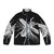 Vintage engraved stag beetle design on a black puffer jacket