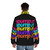 Retro puffer jacket in bright neon colors - men back
