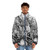 Vintage puffer jacket featuring an illustration of the mythical kraken sea monster attacking a sailing ship - men front