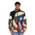 Puerto Rican Pride Puffer Jacket featuring Puerto Rican flag, coqui, and traditional musical instruments - men front