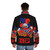 Colorful and trendy puffer jacket featuring a rebel flag design from Psychopathic Vault - men back