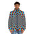 Psychedelic optical illusion rainbow pattern puffer jacket - men front