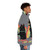 Dog wearing a puffer jacket with Norse mythology inspired design - men side right