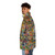 Vintage comic book pattern puffer jacket with colorful superhero graphics - men side left