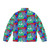 Colorful and iridescent puffer jacket with a glitch-inspired Everglades design - Back